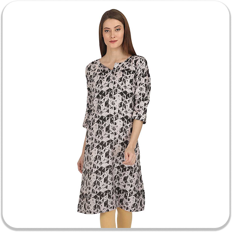 Black-white Printed Kurtis