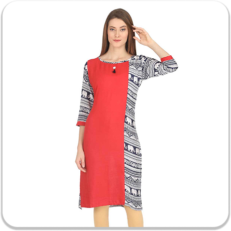 Red-blue Printed Kurtis